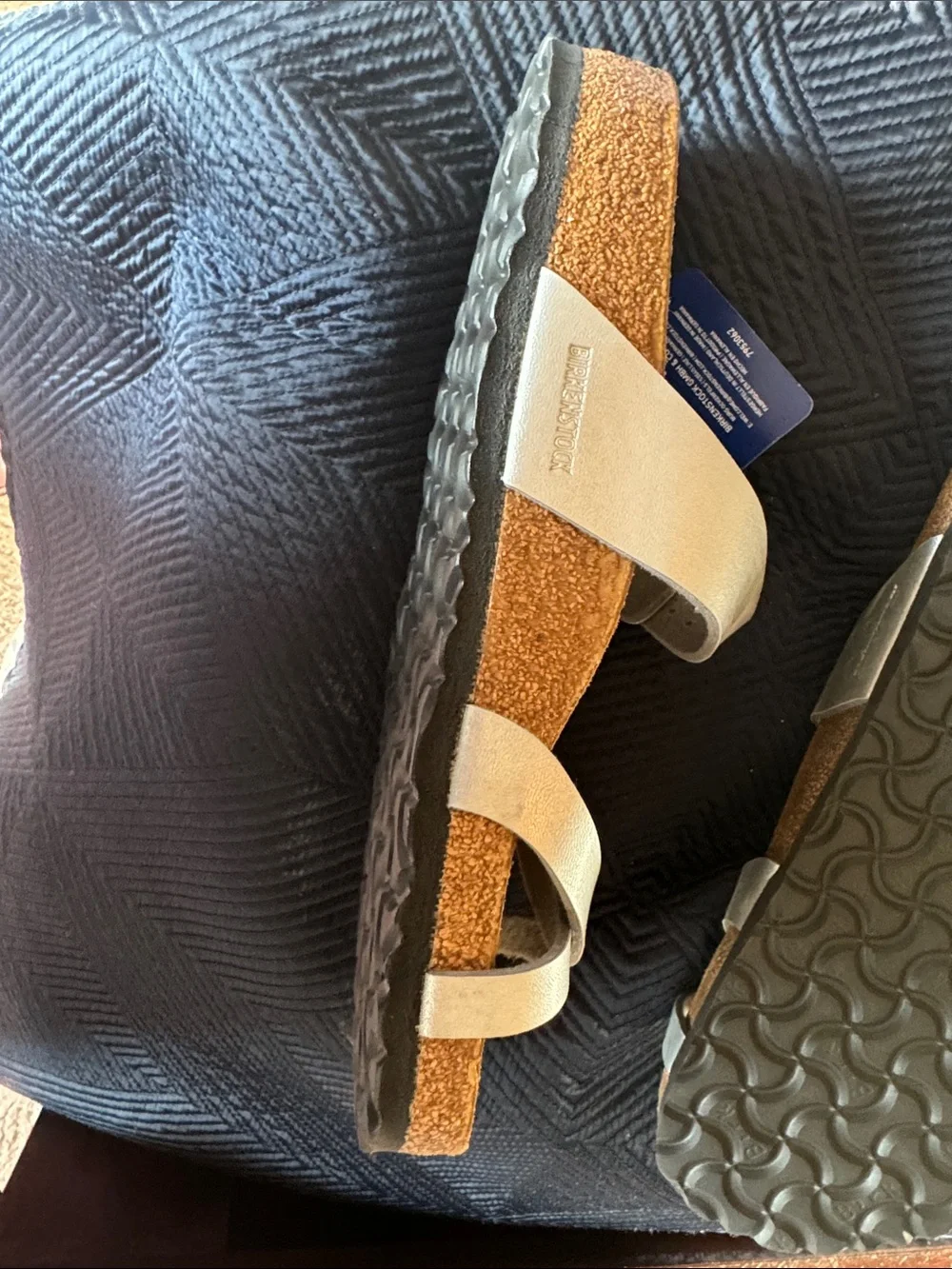 NWT Birkenstock Silver Cross-Strap Sandals size 42